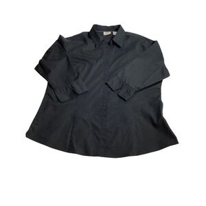 Riders by Lee Easy Care Women's Black 3/4 Sleeve Collared Shirt XXL (881)